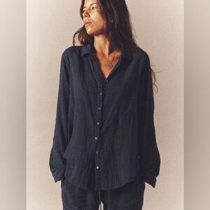Xirena Scout Cotton Gauze Button-up Shirt Royal/Navy Blue Size XS